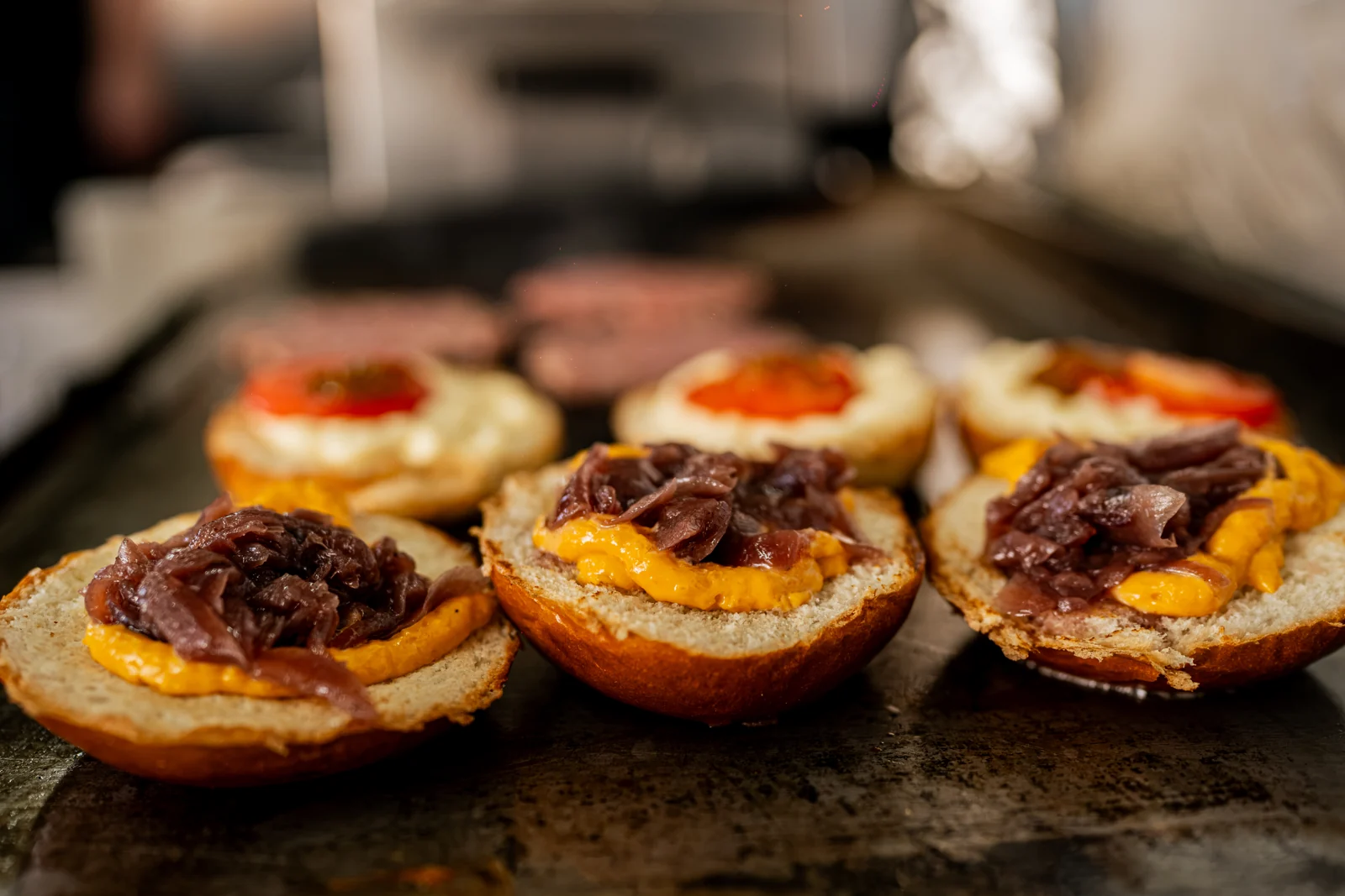 Preparing burgers